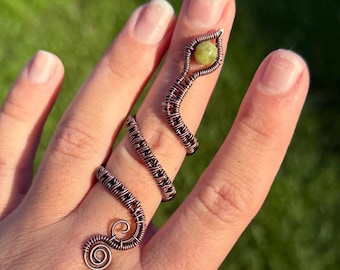 Wire Wrapped Copper Snake Ring Adjustable Jewelry