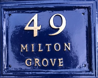 Hand Cast Metal Address Sign, Custom House Number Plaque