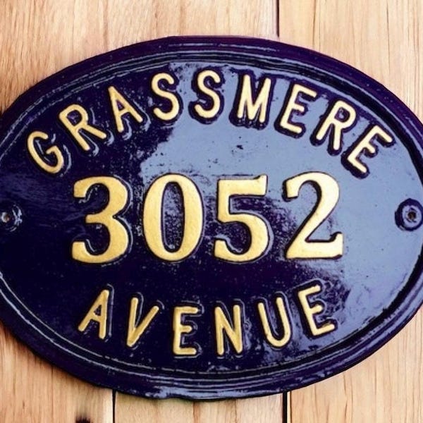 Handmade Colonial House Number Plaque, Personalized Aluminum Address Sign
