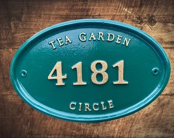 Address plaque for house, colonial style sign, personalized wedding gift, number plate