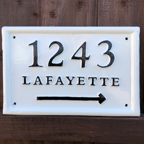 Placa de número de casa victoriana, signo de dirección, placa de identificación de hierro fundido hecha a mano, personalizada para usted