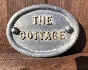 Handmade Cast Lead House Number Sign, Traditional Address Plaque