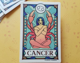 Cancer - Vinyl Sticker | Zodiac Astrology Sign Illustrated Design | Waterproof Decal