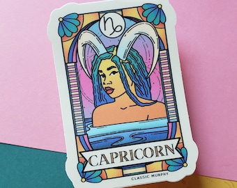 CAPRICORN- Vinyl Sticker | Sea Goat Zodiac Astrology Sign Illustrated Design | Laptop Decal Water bottle Sticker