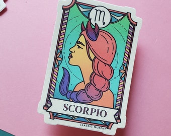 ESCORPIO - Etiqueta de vinilo / Signo de astrología del zodiaco Escorpión Diseño ilustrado / Etiqueta del portátil Etiqueta de la botella de agua