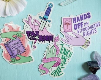 Witches Against The Patriarchy & Reproductive Rights Stickers | Goth Witchy Stickers - Tax The Rich