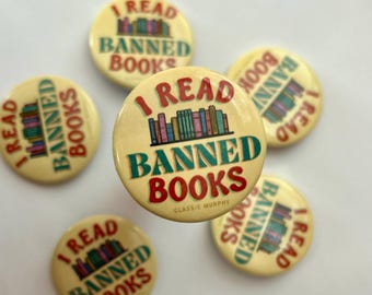 Knop I Read Banned Books-jas | Geïllustreerde bibliothecarisspeld
