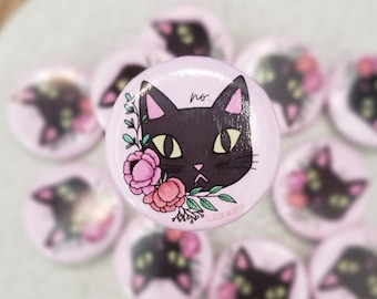 NO Kitty Pink Jacket Button | Black Cat