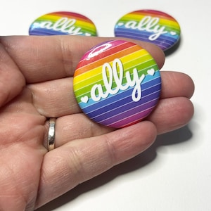 Regnbågsrandig ALLY metalljackknapp | Gay Pride HBTQIA-nål