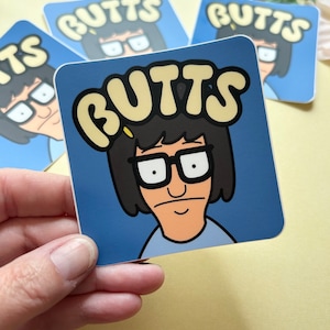 Tina Belcher BUTTS Aufkleber | Bob&#39;s Burgers quadratischer Vinyl-Aufkleber