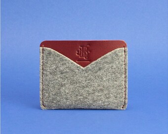 Minimalist felt card holder Felt card case Leather felt card case Wool felt card case Simple felt wallet Wool felt card holder