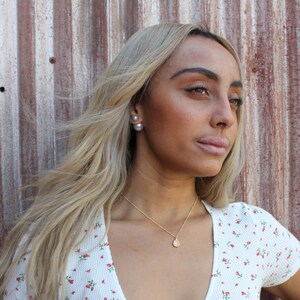 20% de descuento en la venta PEARL Double Ball Stud Pendientes minimalista Chic doble cara delantera espalda Pendientes