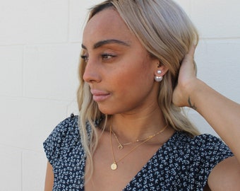 20% off sale PEARL Double Ball Stud Earrings Minimalist Chic Double Sided Front Back Earrings