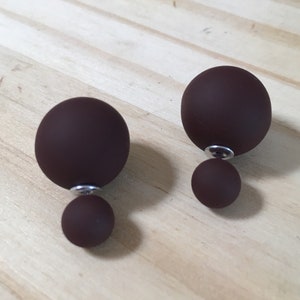 20% off sale Matte MAROON Double Ball Stud Earrings Minimalist Chic Double Sided Front Back Earrings