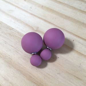 20% off sale PURPLE Double Ball Stud Earrings Minimalist Chic Double Sided Front Back Earrings