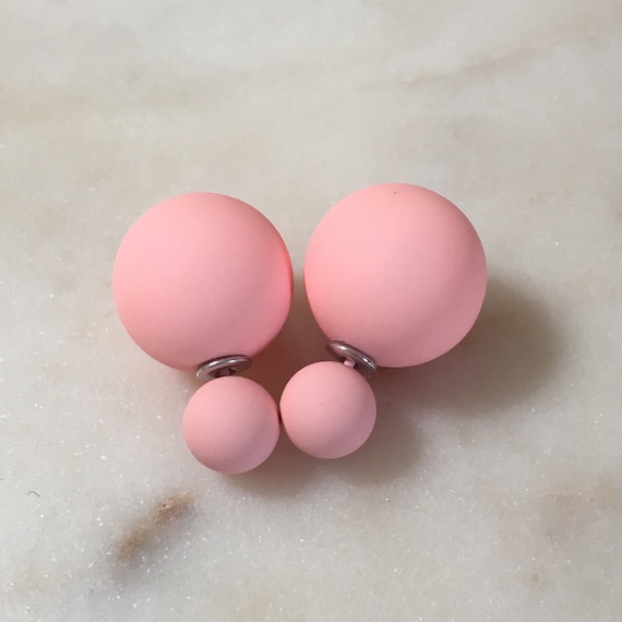 20 off Sale Matte PINK Double Ball Stud Earrings Minimalist Chic Double Sided Front Back Earrings Etsy Canada
