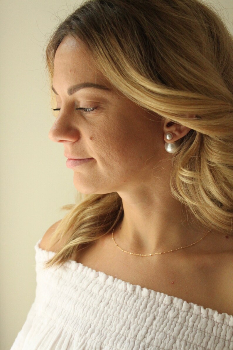 20/% off sale PEARL Double Ball Stud Earrings Minimalist Chic Double Sided Front Back Earrings