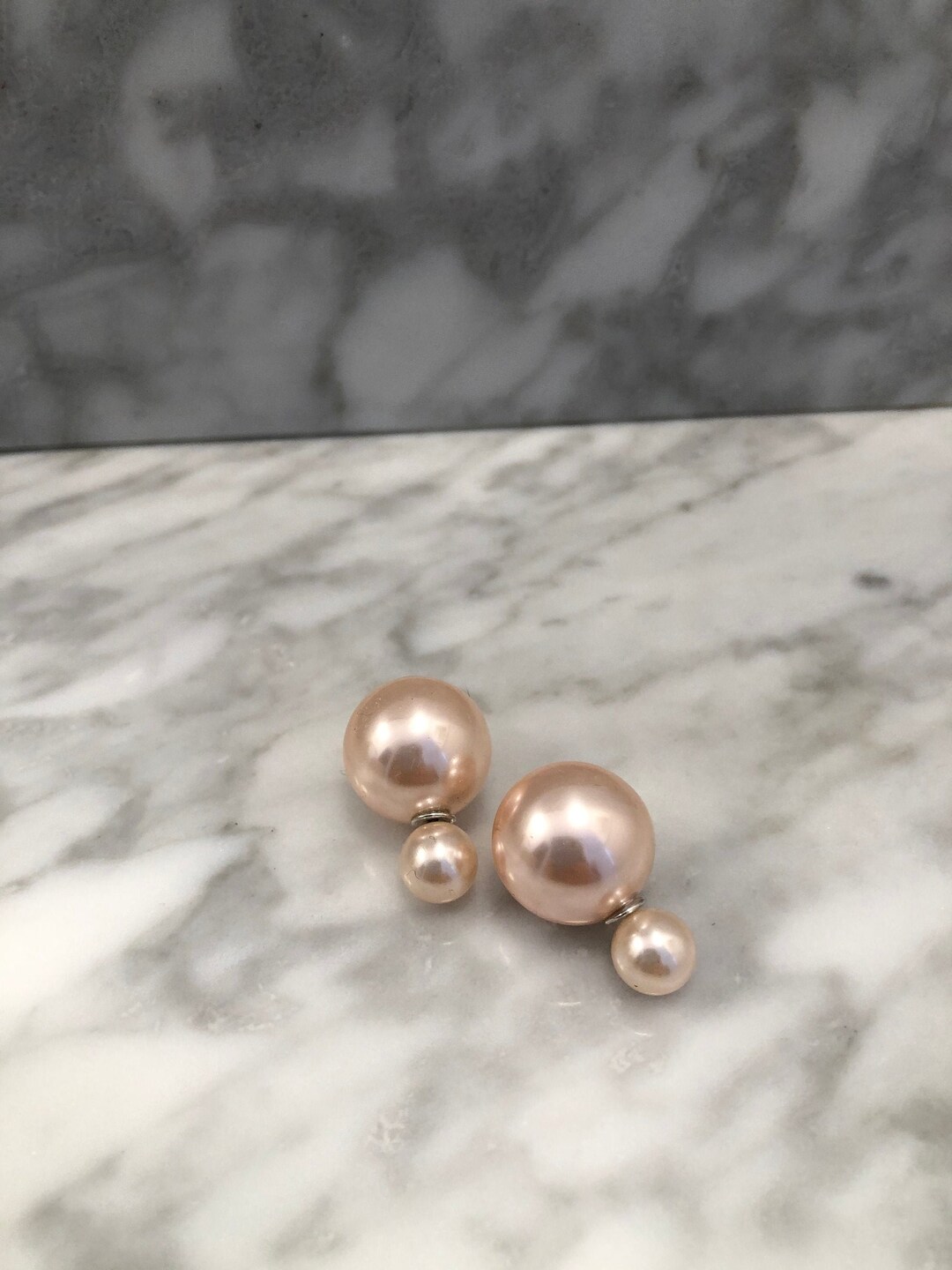 20% off Sale Light Pink PEARL Double Ball Stud Earrings Minimalist Chic ...