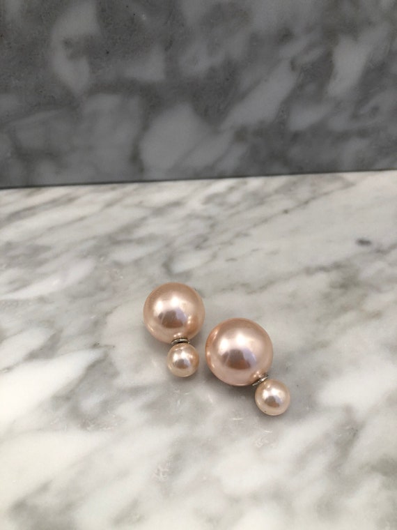 20% off sale Light Pink PEARL Double Ball Stud Earrings | Etsy