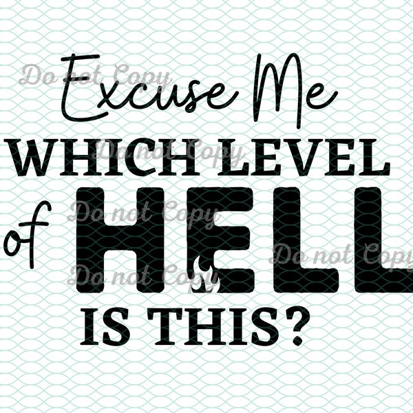 Excuse Me SVGand PNG, Which Level Of Hell Is This, I'm In Hell, Hell svg, Rude Quote, Unisex Shirt, Funny SVG, Digital Download