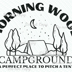 Matin bois PNG & SVG, terrain de camping Svg, planter une tente, bois Svg, forêt, Camping Svg, pin, extérieur Svg, téléchargement numérique mari Svg