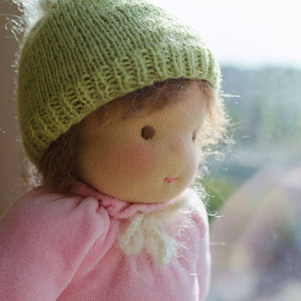 Waldorf doll for toddlers Baby girl 12 inches Pink colour velour Natural Handmade doll gift Waldorf toy Steiner soft doll