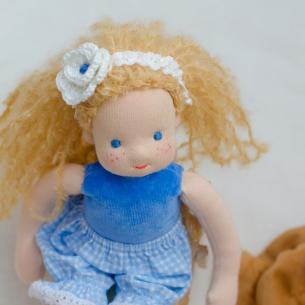 Waldorf doll 12 inches/30cm Handmade soft doll Fair hair Organic materials Steiner doll Set of clothes Waldorf puppe