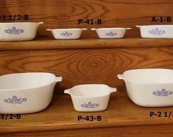 Vintage Corning Ware Cornflower - No Lids