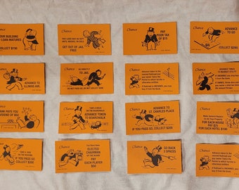 Monopoly Chance and Community Chest and House Rule Cards Replacement Cards
