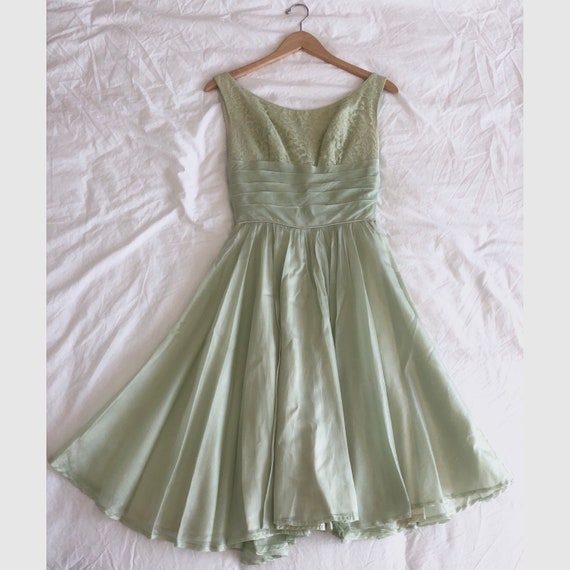 1960s Vintage Light Green Prom Dress