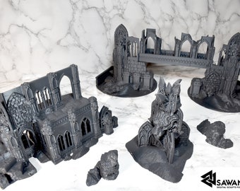Fantasy Desert Ruins Terrain Set - Wargaming Scenery / Dungeons and Dragons / Sci-Fi 3D Printed Models - 28mm