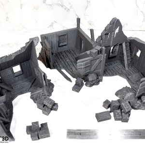 Medieval Village Ruins Terrain Set - Wargaming Scenery / Dungeons and Dragons / Sci-Fi 3D Printed Models - 28mm