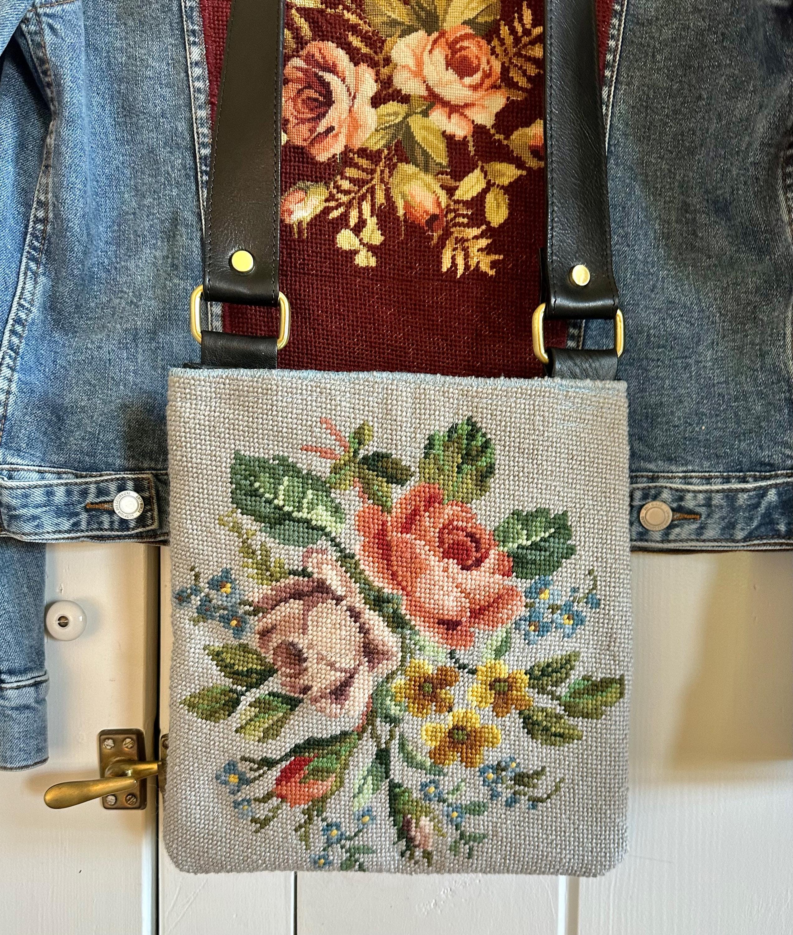 Custom Needlepoint, Lambskin Leather Crossbody