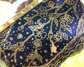 Handpainted Vintage Leather Clutch