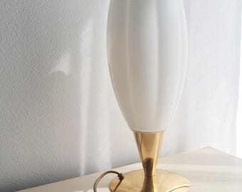 Vintage Gold Tulip Table Lamp: French Design Milk Glass Accent Light