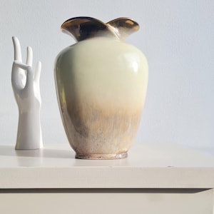 CARSTENS TÖNNIESHOF Vase 482-22 mid century Design Keramik German Pottery gold Verlauf beige braun Fat Lava 60er Deko made in Germany