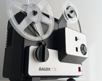BAUER T2 Filmprojektor mid century Sammler vintage Deko Super 8 Normal Filme automatische Filmeinfädelung 60er 70er Design made in Germany