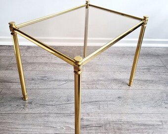 RAUCHGLAS MESSING Beistelltisch vintage  mid century Tisch Nachttisch Bartisch selten