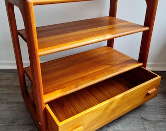 TOFTEN MOBELFABRIK Teak XL Phonowagen Beistelltisch Rollen vintage Aufbewahrung Kommode Regal Schublade mid century Rarität made in Denmark