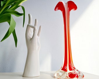 70s DESIGN Vase made in Germany vintage deko orange weiß selten