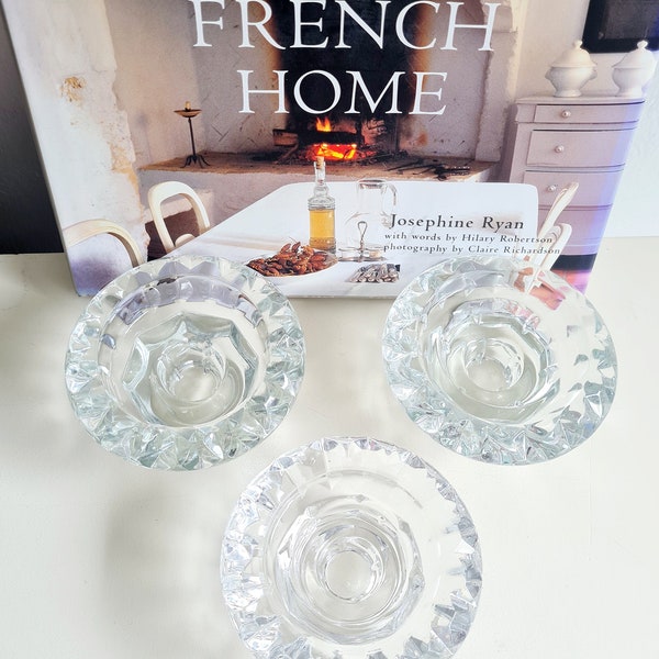 Kerzenhalter aus Kristallglas MADE IN FRANCE vintage 3er-Set Tischdeko stilvoll