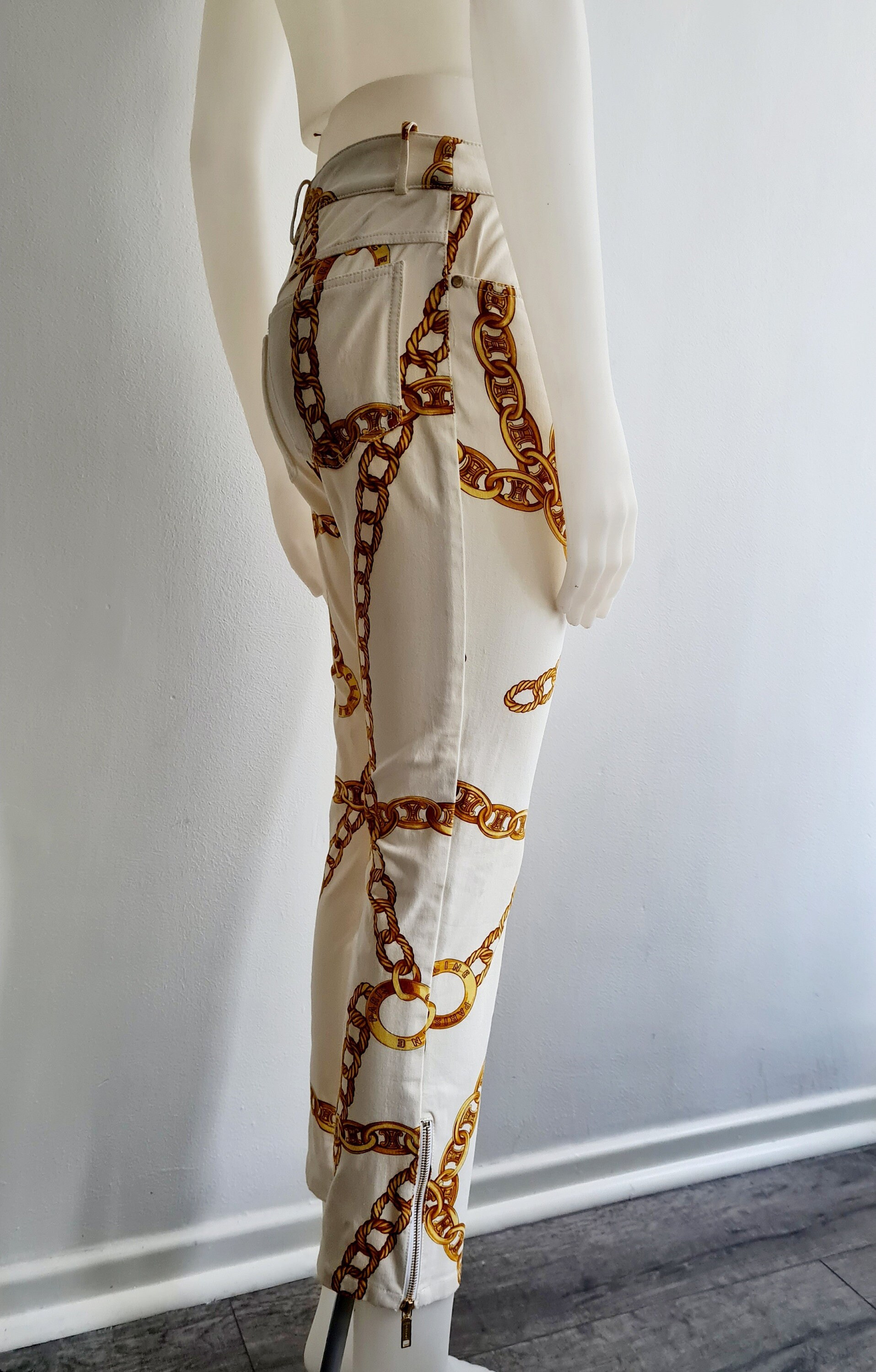 CELINE PARIS Pants by Michael Kors Chain Logo Design Spring