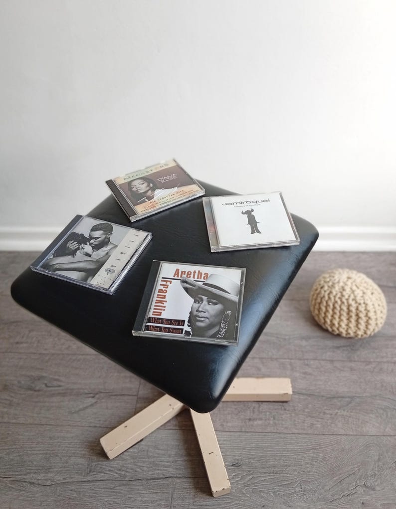 Industrie Werkstatt Hocker Vintage Loft Sternfuß Mid Century 60er 70er schwarz beige image 13