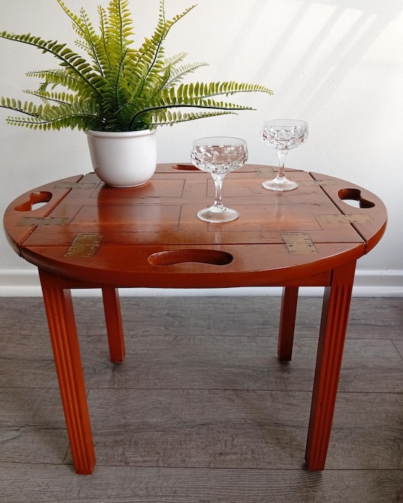 CAPTAINS Butlers TRAY vintage Beistelltisch Wohnzimmer nobel Kapitänstisch Bootstisch mid Century made in England Design Nachttisch Tablett