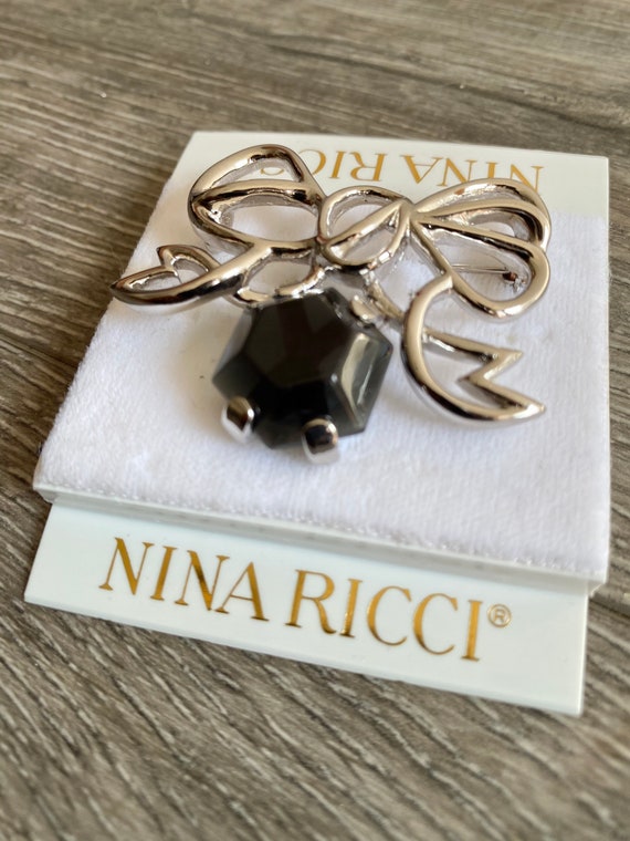 NINA RICCI Brosche Vintage Silber Schleife Zierst… - image 3