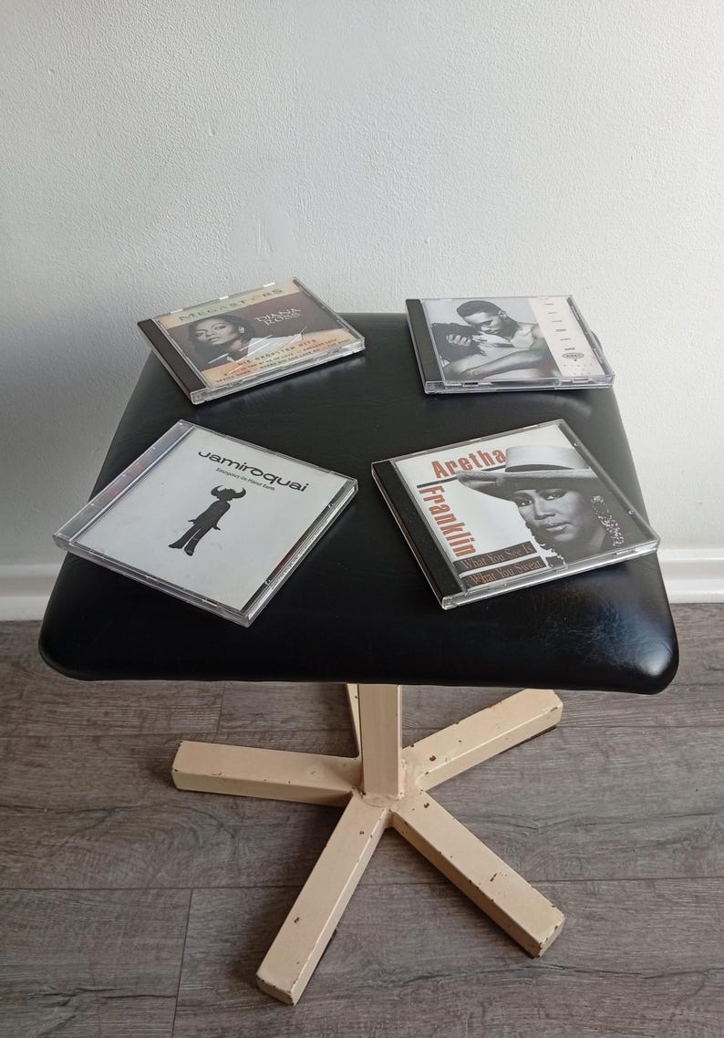 Industrie Werkstatt Hocker Vintage Loft Sternfuß Mid Century 60er 70er schwarz beige image 4