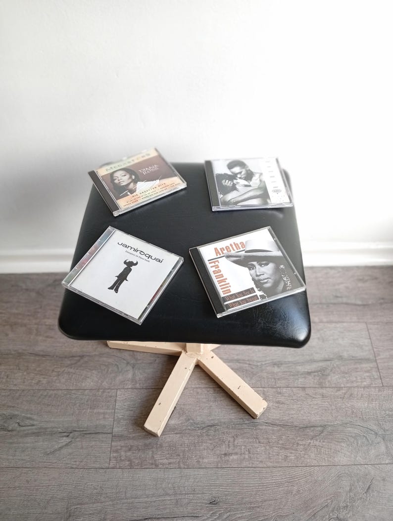 Industrie Werkstatt Hocker Vintage Loft Sternfuß Mid Century 60er 70er schwarz beige image 10