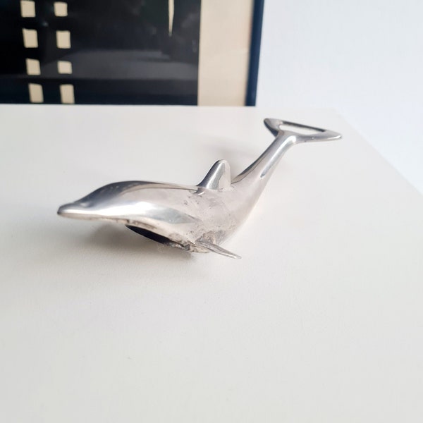 DELFIN Flaschenöffner vintage Silber Metall 80s Tischdeko Küche Esszimmer Servierwagen Sammler Geschenk made in Germany selten