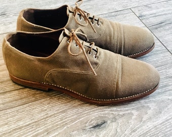 JIL SANDER vintage Schnürschuhe caqui Leinen Gr. 38