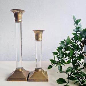 LUCITE MESSING Kerzenständer vintage 2er-Set Kerzenhalter Design made in Germany Deko gold stilvoll selten